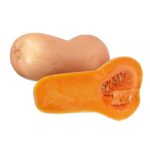 particolare del frutto di zucca butternut cucurbita moschata